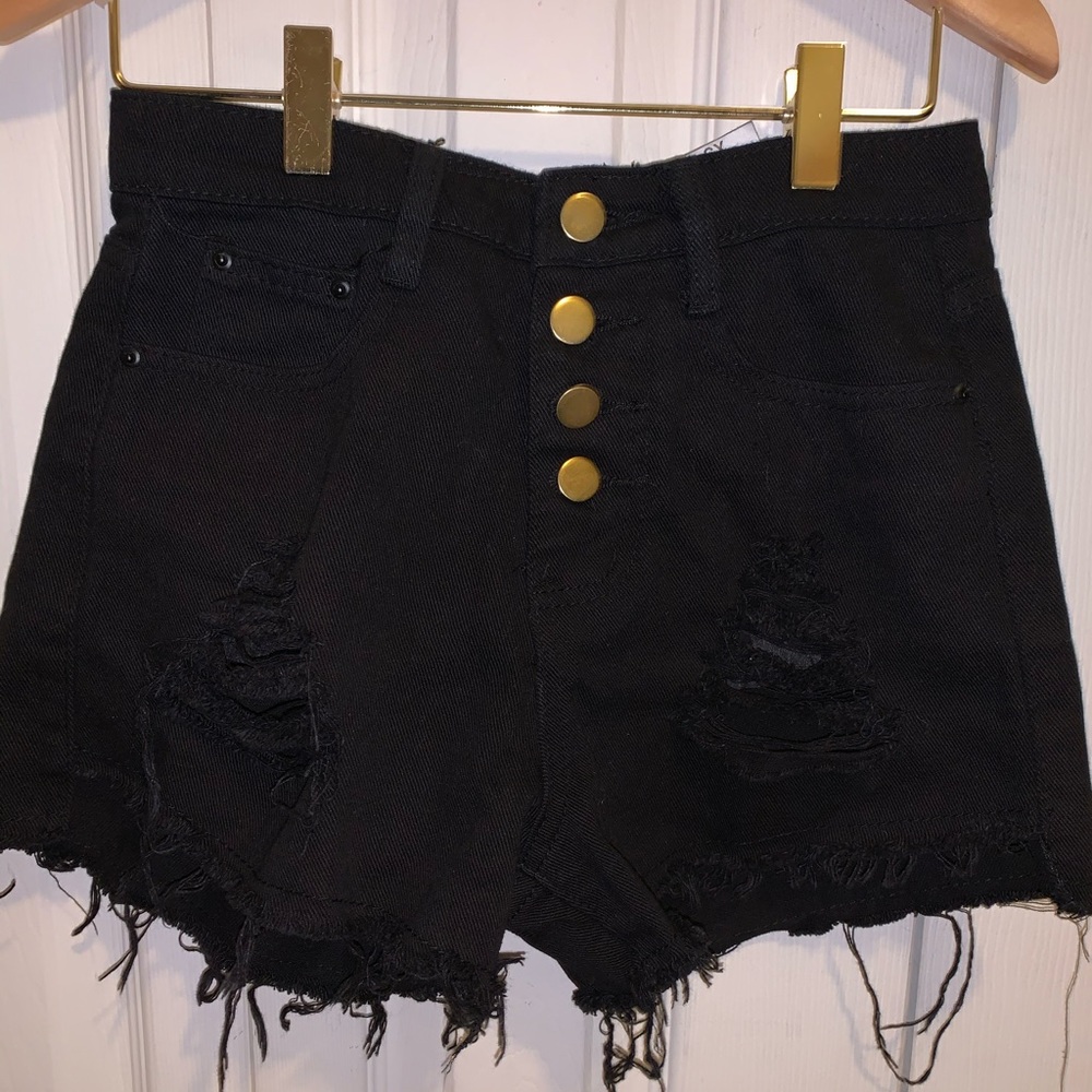 Denim ripped shorts from ROMWE